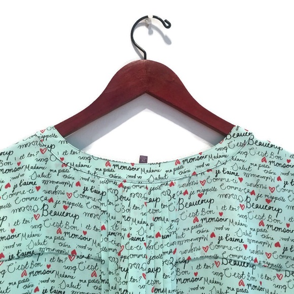 NYDJ, Parisian themed blouse, 2X, light green - Picture 3 of 16